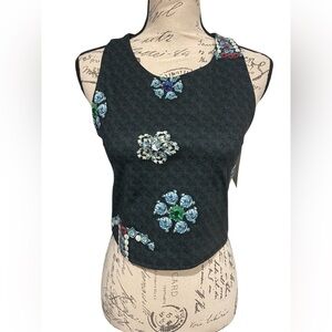 Champion Womens Large Black Tank Top Cropped Racerback Shelf
Bra w Bling designs